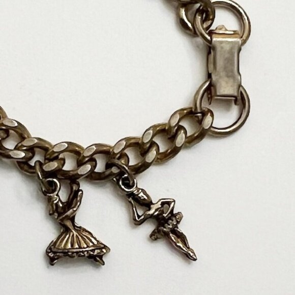 Vintage Charm Bracelet Ballet Ballerina Gold Tone Chainlink Dance Unbranded - Picture 4 of 6